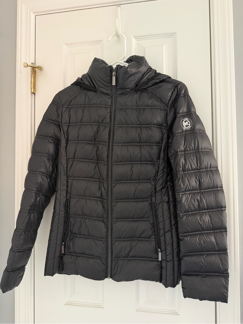 Michael Kors Black Quilted Packable Hooded Puffer Jacket